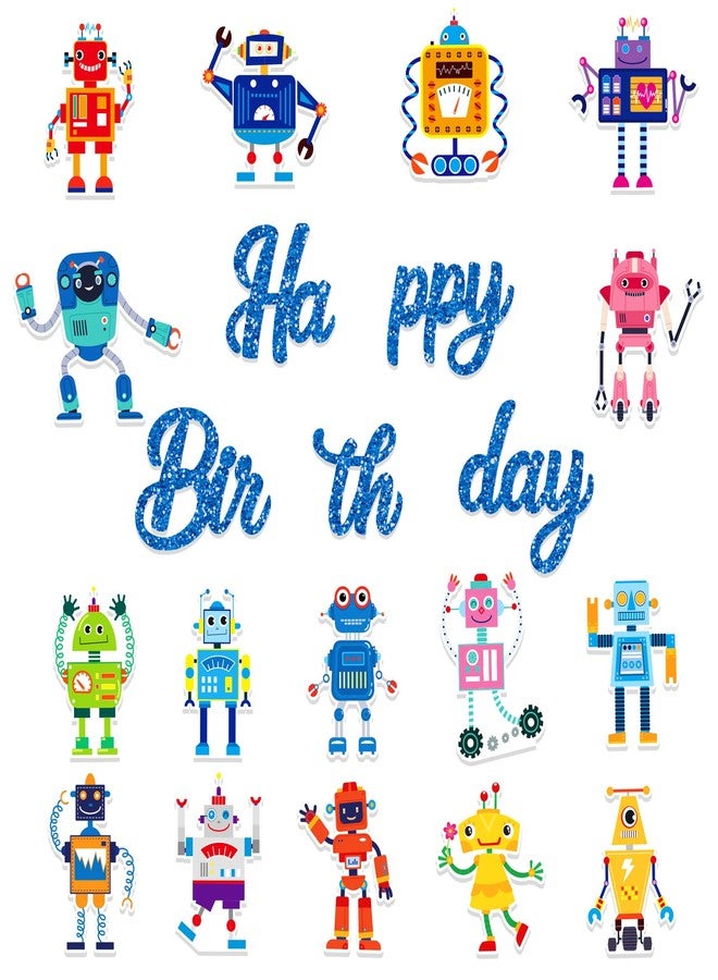Lide Road 3Pcs Fun Robot Birthday Party Banner Cartoon Decorations Pink Robot Happy Birthday Banner Robots Banners Sign for Cartoon Baby Shower Party Supplies - Image 2